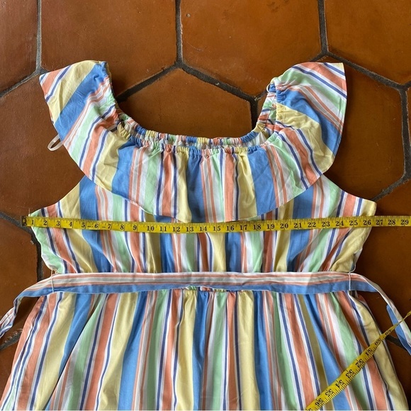 NEW DRAPER JAMES RSVP Off Shoulder Ruffle Sleeve Striped Midi Dress Size 3X - Picture 8 of 11